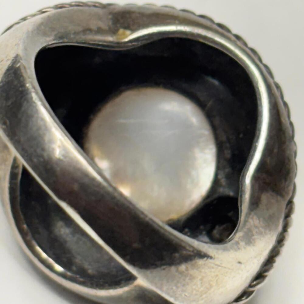 Vtg 90s sterling mother of pearl & Marcasite ring size 7 - Picture 6 of 6
